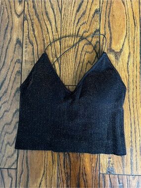 Jed North Black Metallic V-Neck Crop Cami